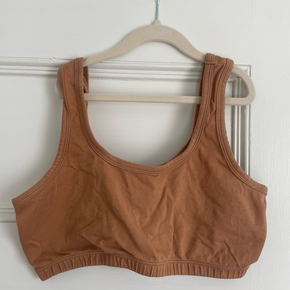 Camel colored ARQ full coverage bra. Organic cotton worn once and washed. XL